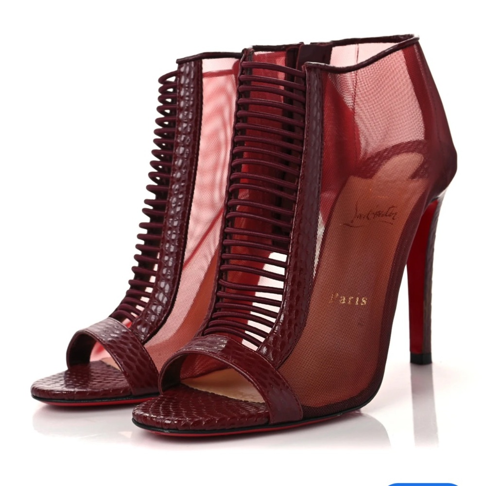 Christian Louboutin Calfskin Jurassic Rete Trouble 100 Booties